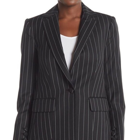 Frame Denim Black Pinstripe Classic Wool Blend Blazer - Picture 5 of 6